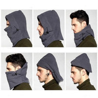 3-in-1 Wintermütze mit Kapuze und Schal - Grau