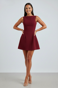 Delphine | Damen Minikleid – Französisch Elegantes Minikleid - Red