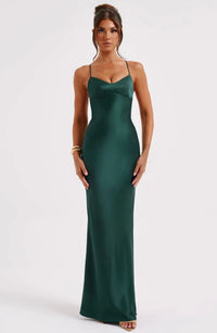 Macie | Damen Maxikleid – Modernes Lebendiges Maxi Kleid - Green