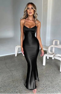 Macie | Damen Maxikleid – Modernes Lebendiges Maxi Kleid - Black