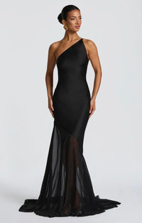 Feline | Damen Maxikleid – Sinnliches Katzenartiges Maxi Kleid - Black