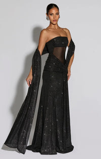 Giselle | Damen Maxikleid – Fließendes Elegantes Maxi Kleid - Black
