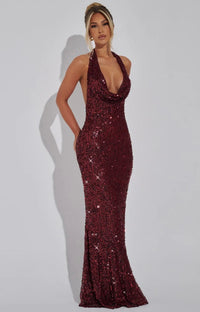 Stellara | Damen Maxikleid – Strahlend Elegantes Stern Maxi Kleid - Rot