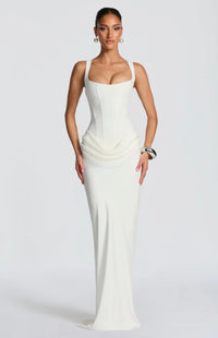 Nina | Damen Maxikleid – Strahlendes Selbstbewusstes Maxi Kleid - White