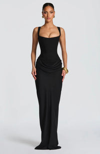 Nina | Damen Maxikleid – Strahlendes Selbstbewusstes Maxi Kleid - Black