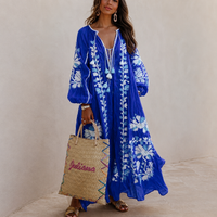 Nelia - Lockeres Boho-Sommerkleid mit Blumenprint - Blau
