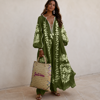 Nelia - Lockeres Boho-Sommerkleid mit Blumenprint - Grün