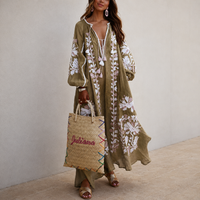 Nelia - Lockeres Boho-Sommerkleid mit Blumenprint - Khaki