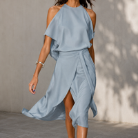Celestine - Midikleid mit ungleichmäßigem Saum - Grau