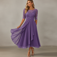 Yara - Elegantes Chiffon-Midikleid - Flieder
