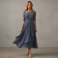 Yara - Elegantes Chiffon-Midikleid - Grau