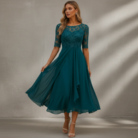 Yara - Elegantes Chiffon-Midikleid - Dunkelblau