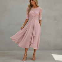 Yara - Elegantes Chiffon-Midikleid - Rosa