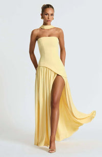 Donna | Damen Trägerloses Maxikleid – Trägerloser Maxi Kleid Selbstbewusst - Yellow