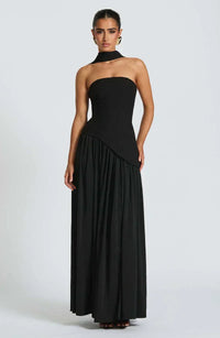 Donna | Damen Trägerloses Maxikleid – Trägerloser Maxi Kleid Selbstbewusst - Black