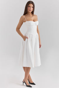 Charlotte | Damen Midikleid – Klassisches Zeitloses Midi Kleid - White