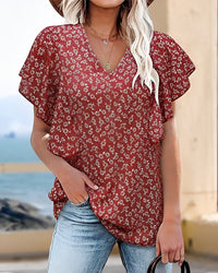 Vendee - Elegante Bluse mit Raffungen - Rot