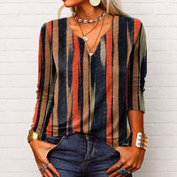 Katharina - Langarm-Boho-Bluse mit V-Ausschnitt - Braun
