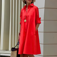 Alissa - Bequemes und lockeres Midikleid für Damen - Rot