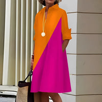Alissa - Bequemes und lockeres Midikleid für Damen - Orange/Rosa