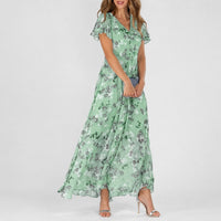 Lea - Ein vielseitiges Blumen-Midikleid für jede Gelegenheit - Grün