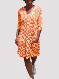 Jazmin - Lässiges Midikleid mit Rüschen - Orange