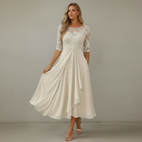 Yara - Elegantes Chiffon-Midikleid - Beige