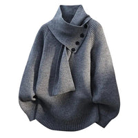 Clara | Schalkragen Strick Pullover - Grau