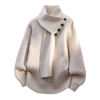 Clara | Schalkragen Strick Pullover - Beige