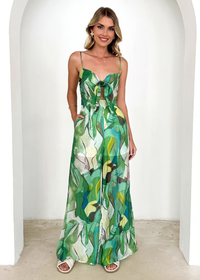 Isadora | Damen Ärmelloser Cut-Out Jumpsuit mit Taschen - Grün