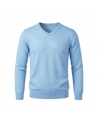 Finn | Klassischer V-Neck Kaschmir Pullover Herren - Hellblau