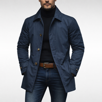 Leon | Eleganter Herrenmantel mit modernem Schnitt - Marineblau