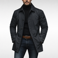 Leon | Eleganter Herrenmantel mit modernem Schnitt - Schwarz