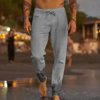 Livia | Stilvolle Herren Leinen-Strandhose - Grau
