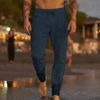 Livia | Stilvolle Herren Leinen-Strandhose - Dunkelblau
