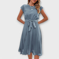 Claire | Damen Lässiges Plissiertes Kleid – Lässig Entspanntes Plissee Kleid - Sky Blue