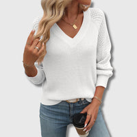 Lea | Eleganter V-Ausschnitt Pullover - Weiß