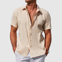Sigmund | Herren Kurzarm Leinenhemd - Beige