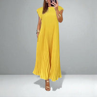 Jolijn | Damen Plissiertes Kleid – Niederländisch Inspiriertes Plissee Kleid - Yellow
