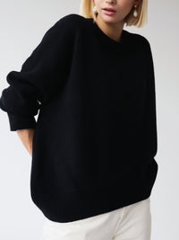 Frauke | Lässig Warmer Strickpullover - Schwarz