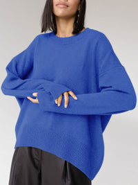 Frauke | Lässig Warmer Strickpullover - Dunkelblau