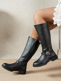 Adelheid | Damen Kniehohe Stiefel mit Blockabsatz - Schwarz