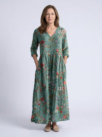 Meriana – Prämie Maxi Kleid Mit Blumenmuster - Grün