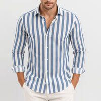 Scott | Herren Gestreiftes Button-Down Hemd - Blau