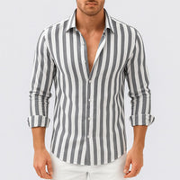 Scott | Herren Gestreiftes Button-Down Hemd - Grau