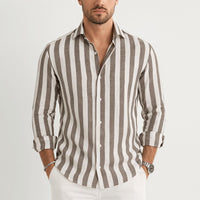 Scott | Herren Gestreiftes Button-Down Hemd - Khaki