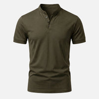 Stefan | Herren Körpernahes Jersey-Shirt Stehkragen – Jersey Shirt Slim Herren - Grün