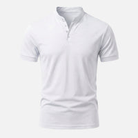 Stefan | Herren Körpernahes Jersey-Shirt Stehkragen – Jersey Shirt Slim Herren - Weiß