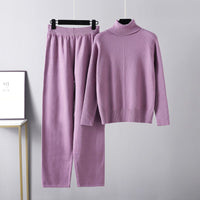 Leah | Zwei-Teile Lounge-Set aus Kabelstrick - Rosa