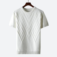 Thomas | Herren Texturiertes Strick T-Shirt – Herren Strickshirt Textur Sommer 2026 - Weiß